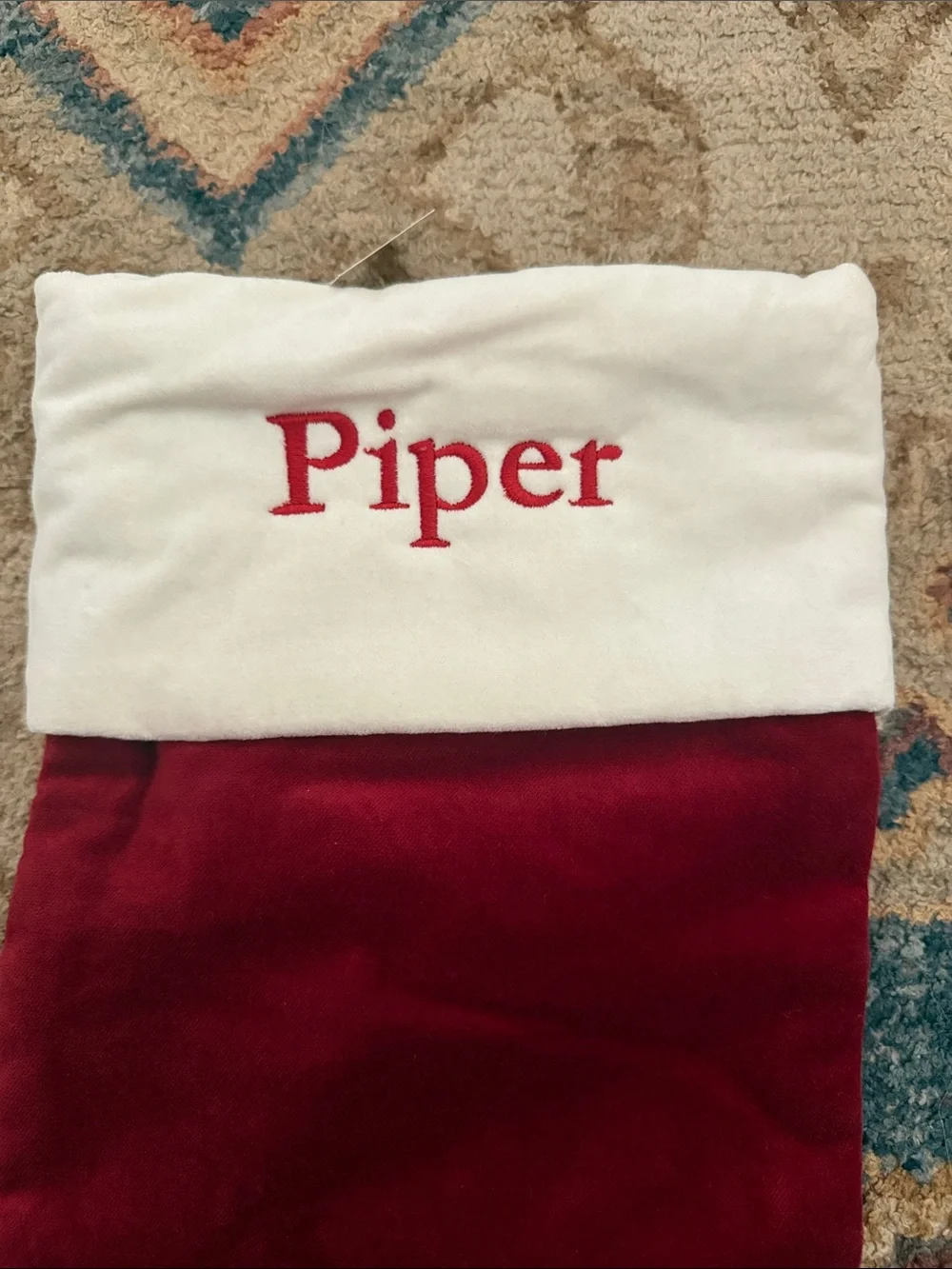 Pottery Barn Red and White Velvet Personalized Christmas Stocking - 